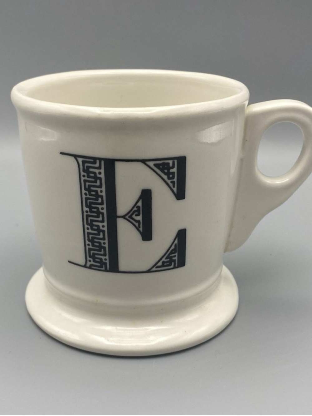 Anthropologie E Monogram Coffee Mug White & Black Coffee Ceramic Cup Letter E